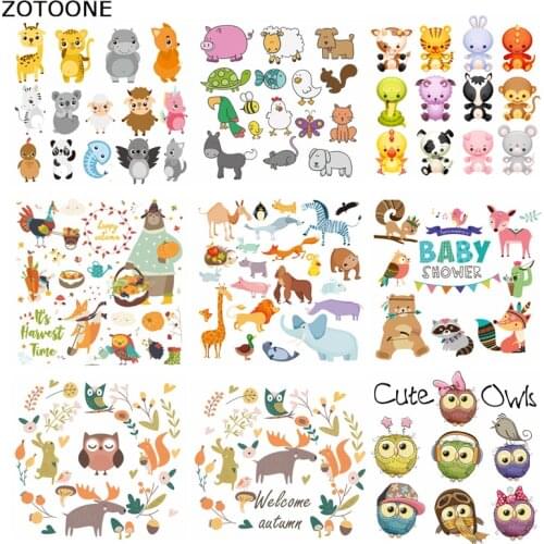 ZOTOONE Cute Animal Iron on Transfer Patches for Kids Clothing Diy Patch Heat Transfer for Kids Clothes Decoration Stickers F