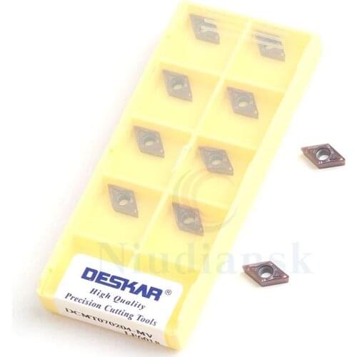 10PCS DCMT070204 DCMT070208-MV LF6018 100% original carbide insert CNC lathe turning tool, used for processing stainless steel