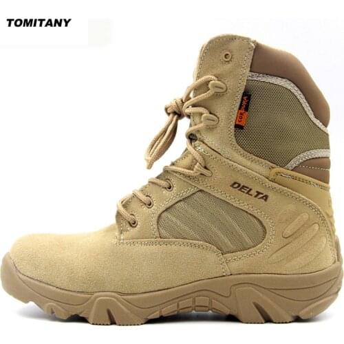 Outdoor Hiking Tactical Boots Leather High Top Military Climbing Camping Boot Man Hunting Trekking Sneaker Sport Shoes Men