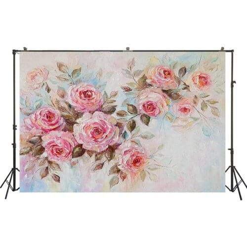 HUAYI Photography Background Watercolor Painted Flowers Vinyl Baby Birthday Newborn Child Photocall Backdrop Photo Studio W-1755