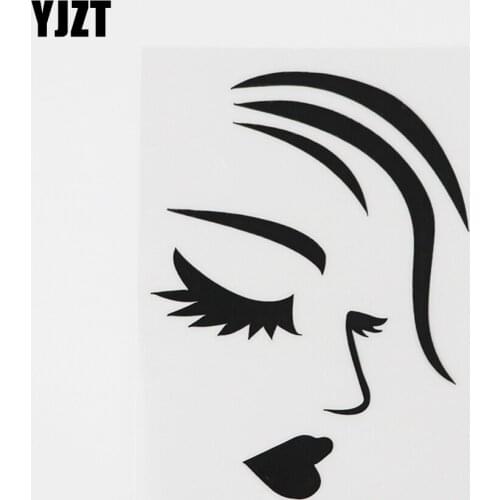 YJZT 8.3CMX11.2CM Makeup Girl Face Sexy Lips Eyelashes Vinyl Car Sticker Black/Silver 8A-0490