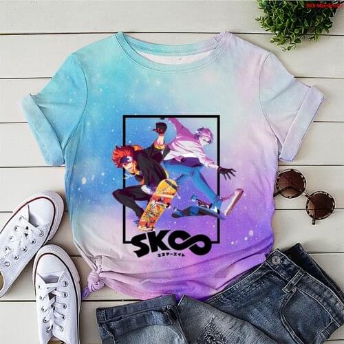 SK8 The Infinity Anime Manga Womens T-shirt Tie Dye Print Top Teeshirt Womens T-shirt Short Sleeve Casual Anime Tee Tshirts