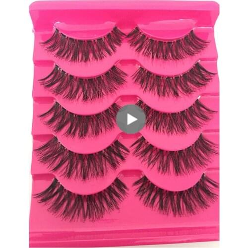 5 Pairs Women Fashion Soft Natural Long Cross Fake Eye Lashes Handmade Thick False Eyelashes Extension Makeup Tools For Beauty