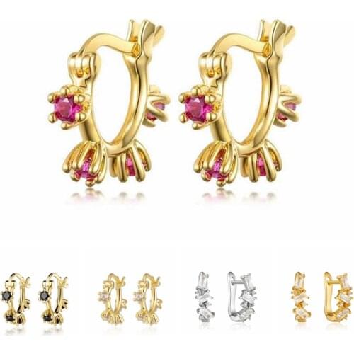 Exquisite Inlaid Crystal 925 Sterling Silver Ear Buckle Hoop Earrings Elegant High-End Minimalist For Women Popular Jewelry