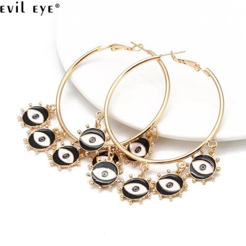 EVIL EYE Multi Color Turkish Evil Eye Tassel Drop Earrings Gold Color Dangle Earrings Fashion Jewelry for Women Girls BD463