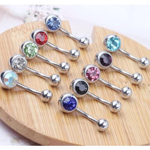 Navel Bar Bijoux Femme Single Cz Gem Belly Button Ring Earring Piercing Ombligo Fashion Womens Stainless Steel Body Jewelry