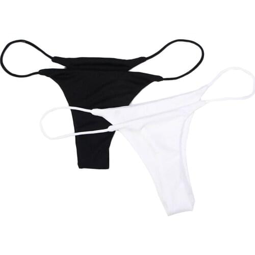 1pc Simple Thin Strap Thong Solid Color Swimming Trunks Sexy Bikini Womens Thin Thong Skin-friendly Breathable Panties