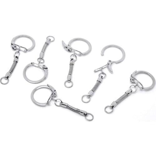 Key Chains Rings Fit European Charms Bead Jewelry DIY Findings Chrome Plated Classic Metal 6cm(2-3/8") 10Pcs