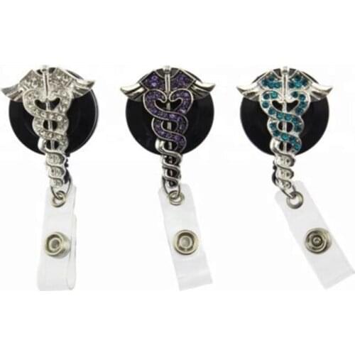 10pcs/lot Free shipping high quality 4colors hot sell Rhinestone angel wing Retractable ID Badge Holder reel