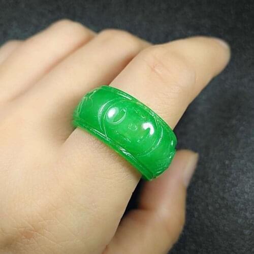 100% real green jade ring mens and womens rings hand-carved exquisite jadite ring jade jewelry jade gift