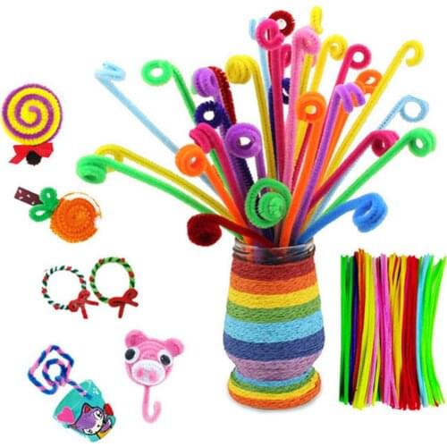 100Pcs Colorful Chenille Stems Pipe Cleaners DIY Art Crafts Development Kids Toy
