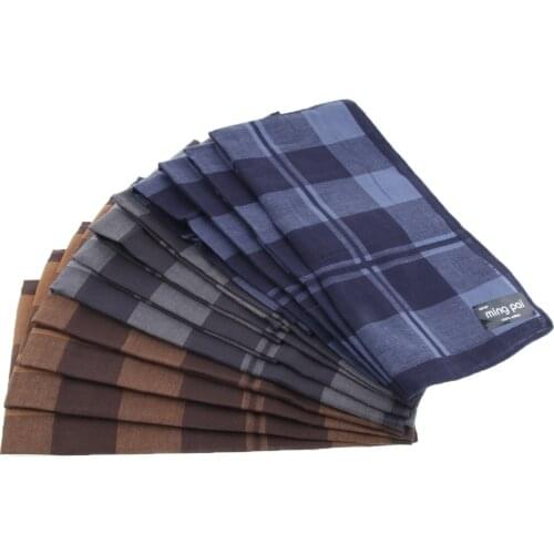 12 Pieces Vintage Mens Plaid 100% Cotton Handkerchief Pocket Square Hankies for Men Classic Business Handkerchiefs Wholesale