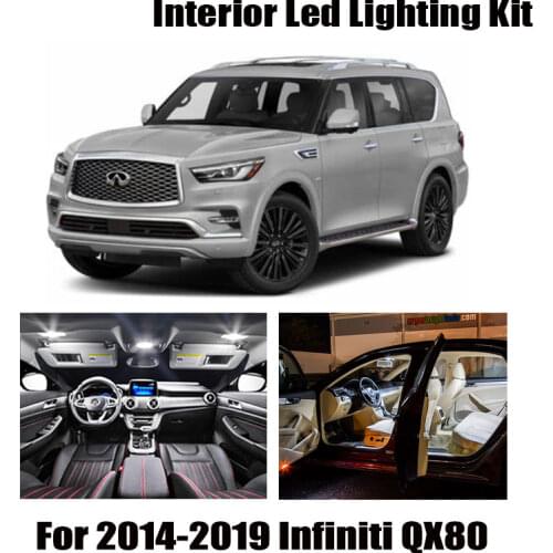 13pcs White Canbus Error Free LED Interior Reading Map Dome Door Lights Kit For 2014-2019 Infiniti QX80 License Plate Lamp