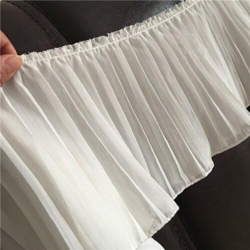 17cm white,black high quality chiffon ruffle lace fabric DIY decoration dress clothing materials