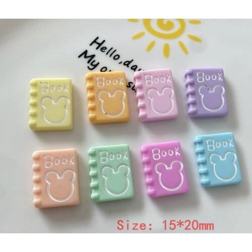 20Pcs/lot Resin Cartoon Book Flatback Cabochon Embellishments for Scrapbooking Hair Accessories DIY Phone Case Deco Parts Crafts