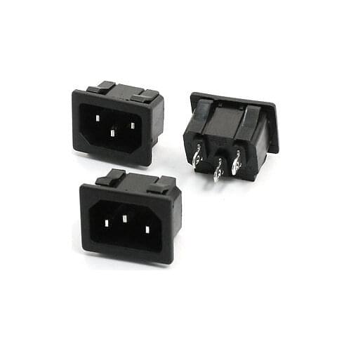3pcs AC 250V 15A IEC 320 C14 Plug Clamp Type Power Inlet Socket