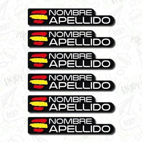 6x BANDERA NOMBRE PERSONALIZABLE PEGATINA BANDERA STICKER BICICLETA CASCO MOTO PATIN BTT STICKER PERSONALIZABLE