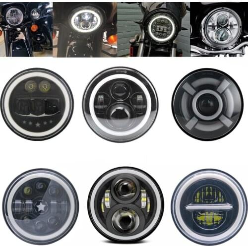 7 inch Motorcycle LED Head lamp distance light with angle eye Refit motorcycle headlight 7inch housing bucket trim ring