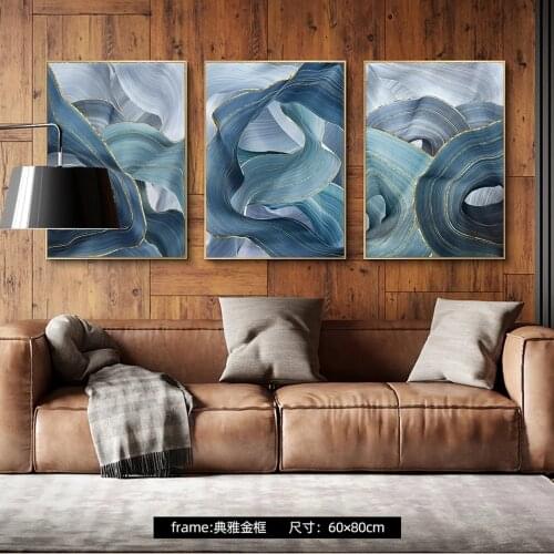 Abstract Gold Green Wavy Geometric Canvas Art Posters Modern Nordic Wall Art Canvas Paintings Wall Decor Art Pictures Cuadros