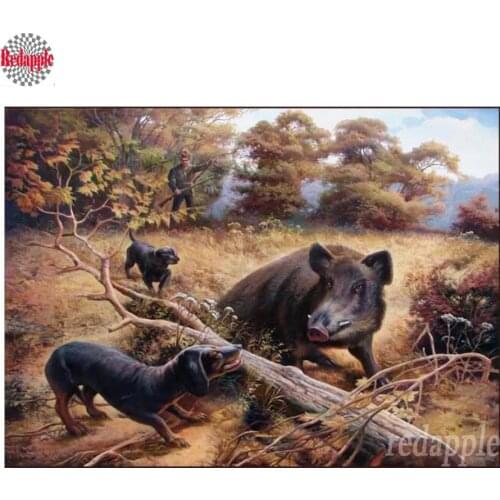 Wild boar scenery embroidery diamond bead diamond painting sale full square round diamond mosaic rhinestone picture cross-stitch