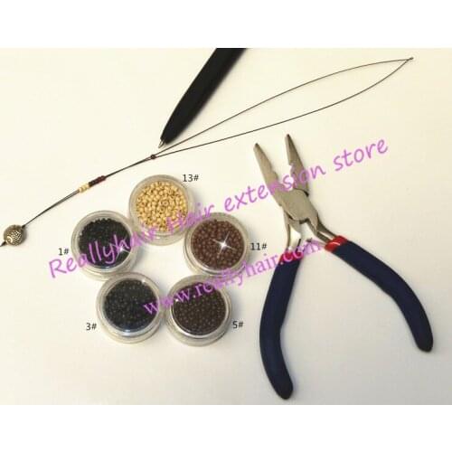 Free shipping 5000pcs Nano rings+1pcs two hole plier+1 pcs NanoRings hook needle for NanoRings hair extension tool kits