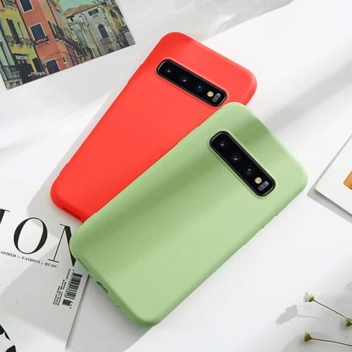 Case for Samsung Galaxy S10 Plus S10E Luxury Original Liquid Silicone Case Rubber Microfiber Cloth Lining Cushion Cover For S10