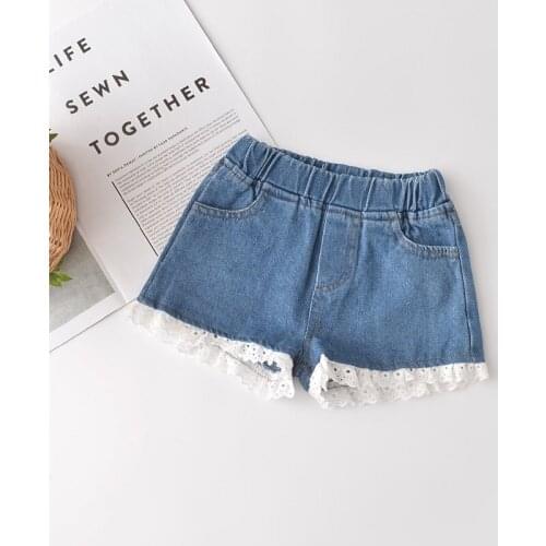 Girls Kids Shorts 2021 New Summer Fashion Baby Girl Denim Pants Toddler Summer Lace Leggings Children Clothes for 2 7 Years