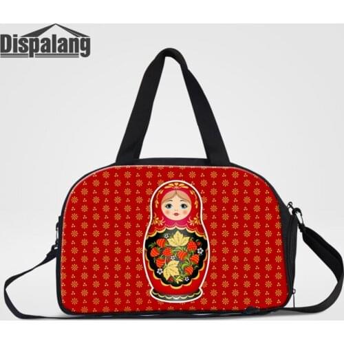 Dispalang Matryoshka Doll Red Russian Nesting Dolls Printing Women Portable Travel Duffle Bags Cartoon Weekend Bag Travel Bag
