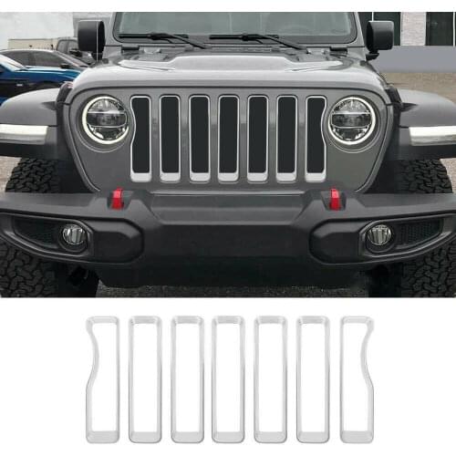 For Jeep wrangler JL Accessories Sliver Front Grille Inserts Covers Grill Trim
