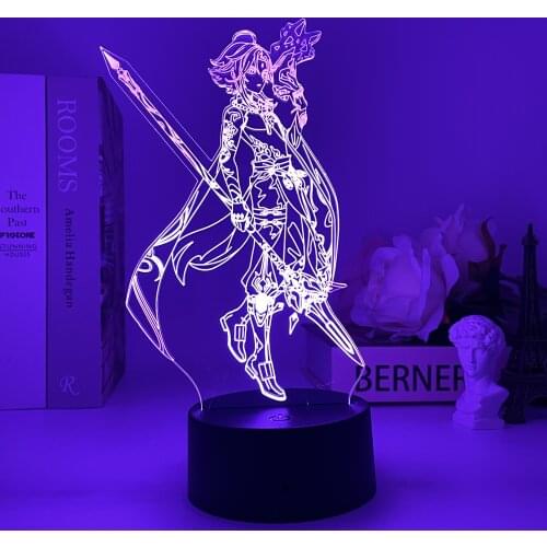 Genshin Impact Night Light 3D Illusion Anime Lamp for Bedroom Decor LED Light Atmosphere Bedside Night Lamps Genshin Kids Gift