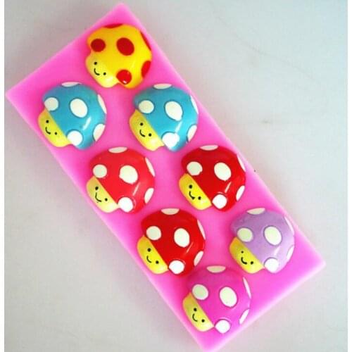 Fondant Cake Decorating Tools Free Post New Cute Mushroom Eight Holes Series Of Food-grade Liquid Cake Mold Chocolate Bakeware