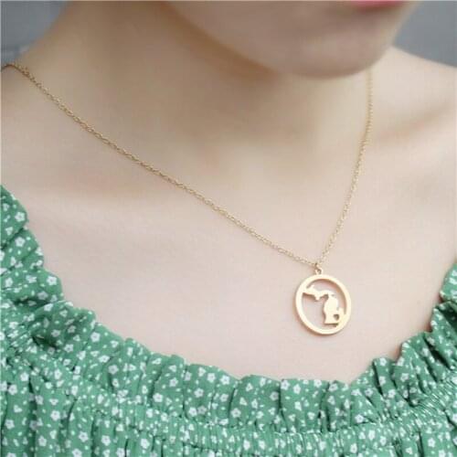 30pcs/lot USA Michigan Michigan State pendant Necklace MI State map I heart Michigan Necklace charm short Necklace jewelry