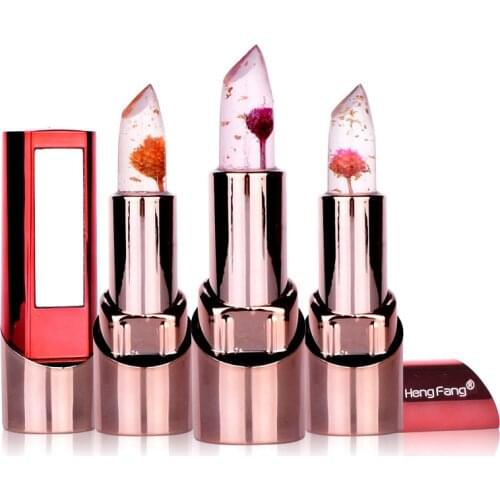 Crystal Jelly Lip Balm Lipstick Flower Temperature Color Changing Lip Balm Gloss Transparent Lasting Moisturizer Makeup TSLM1