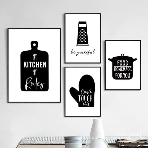 Kitchenware Wall Art Canvas Painting Kitchen Quote Posters and Prints Black White Wall Pictures Modern Kitchen Home Decoration