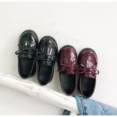 2021 new childrens leather shoes Korean version British style girls' casual all-around bowknot tassel students' single shoes