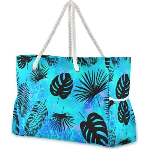 New Hot Sale Women Nylon Beach Bags Palm Leaves Printed Casual Bag High Quality Female Single Shoulder Handbags Ladies Tote