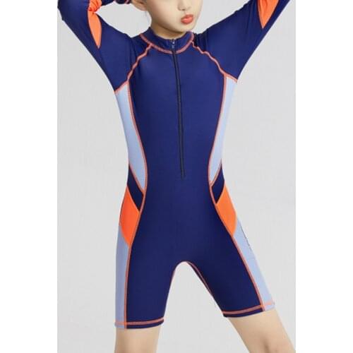 New Childrens Sports Swimwear for Girls Long Sleeve Rashguard Kids Learning Swimming Suits One Piece Swimsuits Surfing Rash Gua