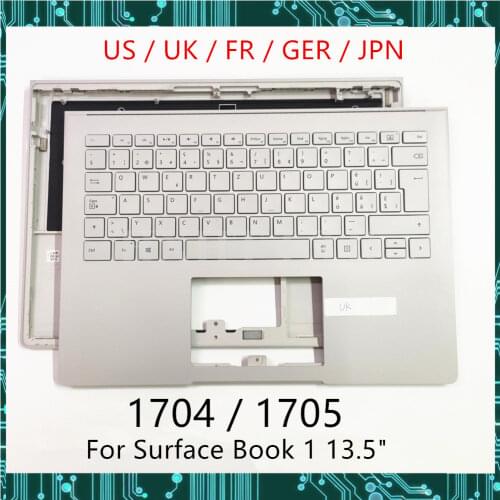 Original Used Renovation For Surface Book 1 1st 1703 1704 1705 Laptop keyboard US with Top case Book1 X938516-003 silver Working