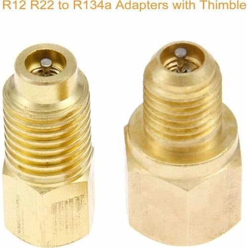 2Pcs Car Conditioner Refrigerant Tank Adapter Brass R134A R12 R22 Quick Coupling 1/2" ACME Male 1/4" SAE Female