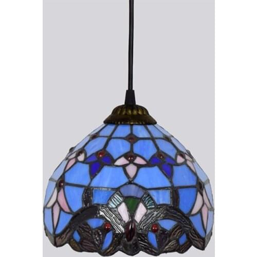 Baroque Tiffany Pendant Lights Vintage Mediterranean Stained Glass Pendant Lamps Hanging Light Fixture Loft Decor Living Room
