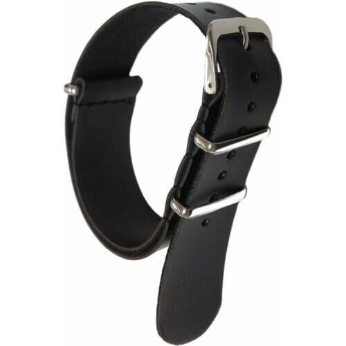 20mm Single Piece Watch Strap Black Faux Leather WB1222C20FB