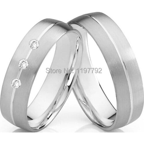 Luxury tailor made white gold color color titanium wedding rings sets for him and her