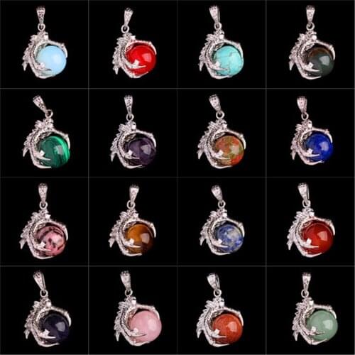 Lucky Reiki Chakra Beads Jewelry Good Quality Silver Color Dragon Claw Natural Pink Quartz Crystal Ball Pendant Home Decoration