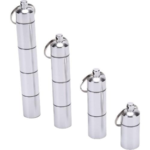 Detachable Outdoor Pocket Pill Holder Container Capsule Shape Aluminum Pill Case Pill Box Keychain Medicine Box 4 Sizes