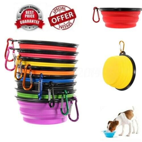 Silicone Dog Bowl Travel Feed Collapsible Portable Water Dishes Bowl