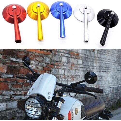 Universal Motorcycle CNC Aluminum Rearview Side Mirrors Round Handlebar Blue Glass Mirror for KTM Kawasaki Racing Accessories