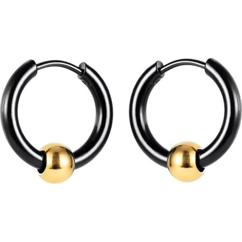 Vintage Stainless Steel Hoop Earrings for Women Men Gold black Color Ear Jewelry Gift