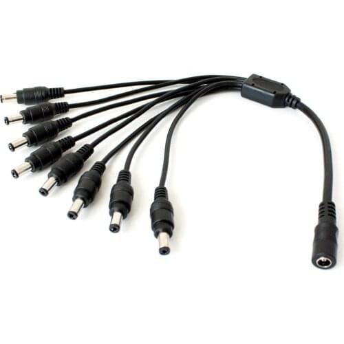 High Speed 8-Way 1 Female to 8 Male CCTV Power Splitter Cable Hub for Survillance Camera DVR Security Kit Video CCTV Accessories
