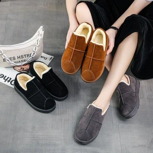 Large Size 41 Womens Shoes 2021 Winter Short Boots Round Toe Thick Bottom Plus Velvet Warm Plush Cotton Shoes Snow Boots