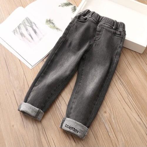 4-9 Years Girls Jeans Kids Autumn Clothes Trousers Children Solid Elastic Waist Denim Pants for Baby Girl Toddler Korean Jeans